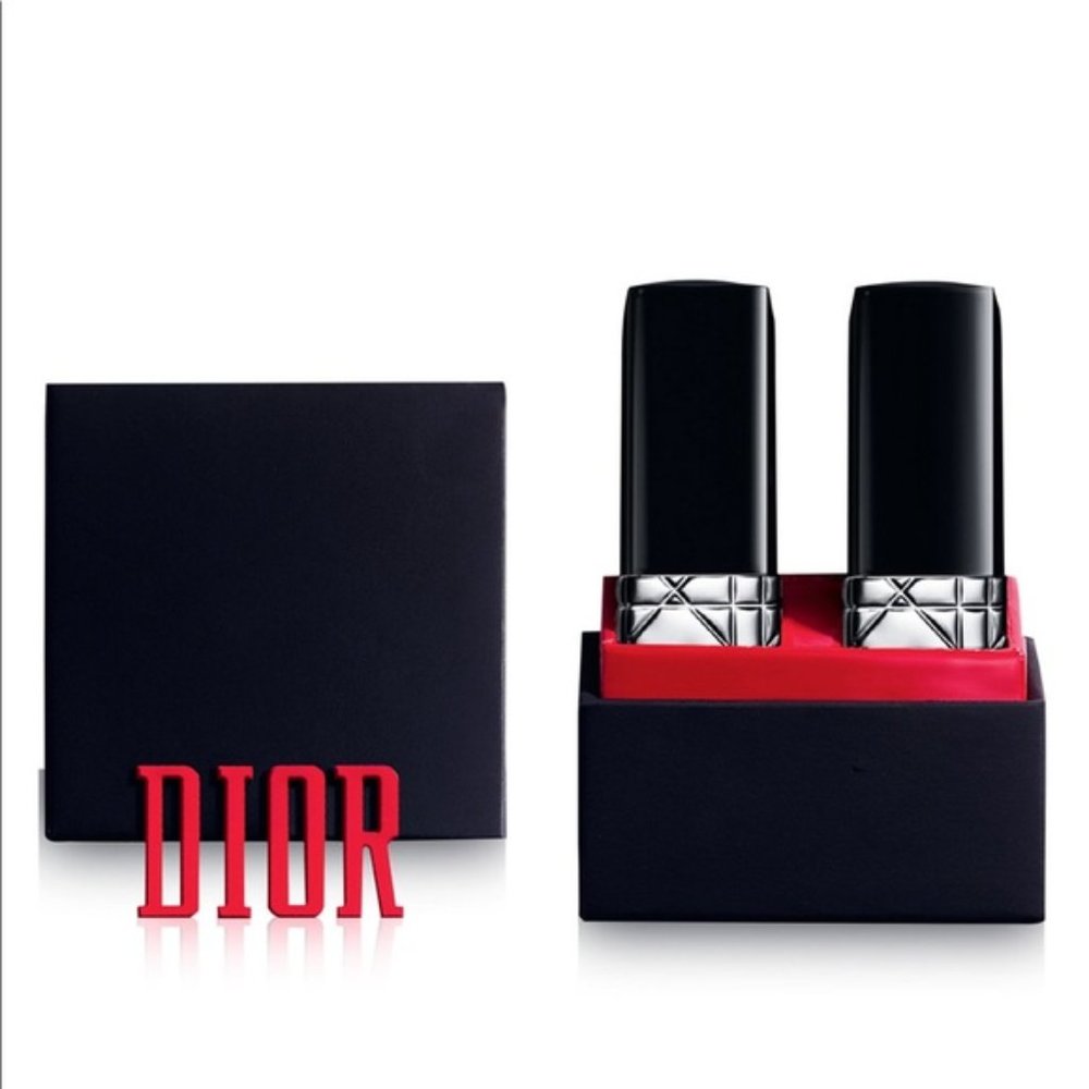 NEW 2 x DIOR 999 red lipstick w logo case holder